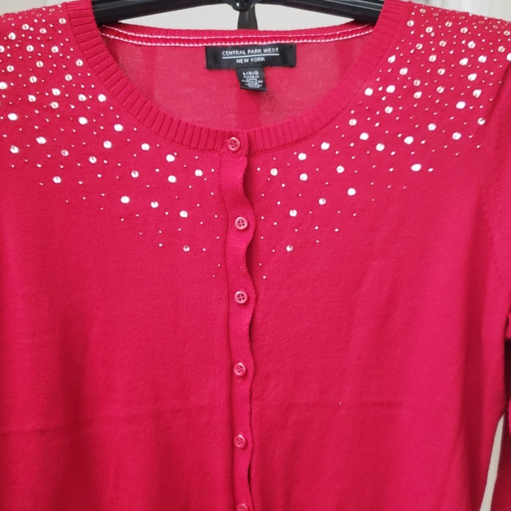 Sequined Red Cardigan - Picture 2 of 5